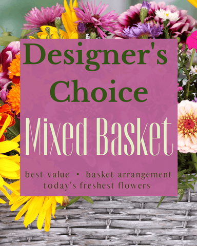 SEASONAL 2 Seasonal mixed fresh flower basket Designers Choice of colors